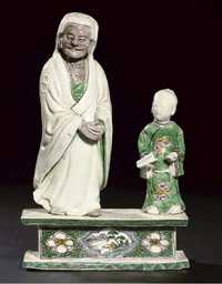 Kangxi A famille verte biscuit figure group